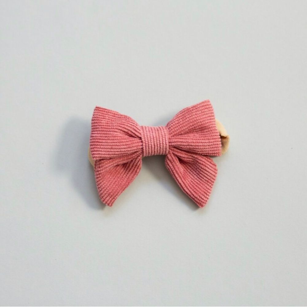 Pink Colored Corduroy Hair Bow